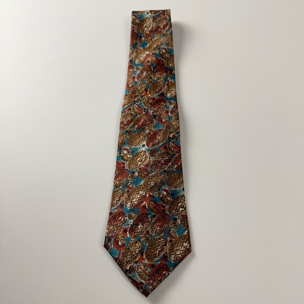 Vintage Saks Fifth Avenue Multicolor Abstract‎ Geometric Silk Tie USA